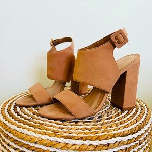 Aldo Suede Camel Black Heels Size 8.5